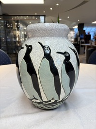 A fine Charles Catteau for Boch K&eacute;ramis 'Penguin' vase, early 20th C.