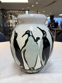 A fine Charles Catteau for Boch K&eacute;ramis 'Penguin' vase, early 20th C.