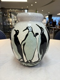 A fine Charles Catteau for Boch K&eacute;ramis 'Penguin' vase, early 20th C.