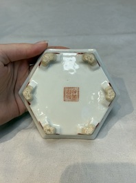 Seven Chinese famille rose vases, a scroll jar and a jardini&egrave;re on a stand, Qianlong marks, 20th C.