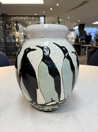 A fine Charles Catteau for Boch K&eacute;ramis 'Penguin' vase, early 20th C.