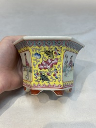 Seven Chinese famille rose vases, a scroll jar and a jardini&egrave;re on a stand, Qianlong marks, 20th C.