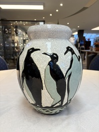 A fine Charles Catteau for Boch K&eacute;ramis 'Penguin' vase, early 20th C.