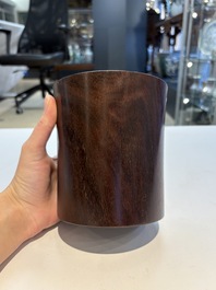 Two Chinese hardwooden brush pots, 20th C.