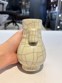 A Chinese Longquan celadon jar and a small Ge-type 'Hu' vase, Song and later