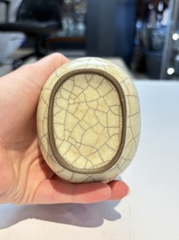 A Chinese Longquan celadon jar and a small Ge-type 'Hu' vase, Song and later