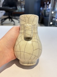 A Chinese Longquan celadon jar and a small Ge-type 'Hu' vase, Song and later