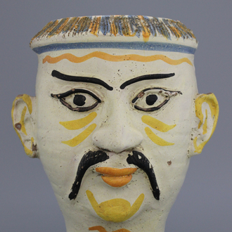 An Italian Caltagirone drug jar in the shape of a Chinese man's head, Sicily, 18th C.