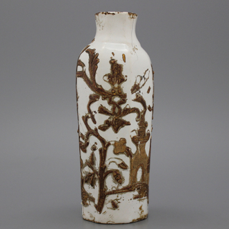A German relief-decorated Ansbach or Berlin vase, 18th C.