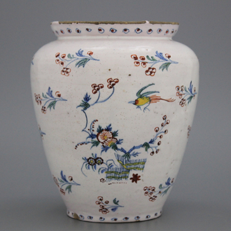 A rare Brussels faience baluster vase "floral hedge" vase, 18th C.