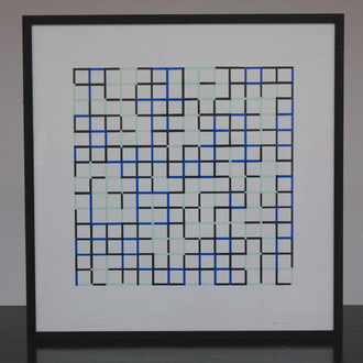 Alan Green: Circuit, dated 69, abstracte zeefdruk