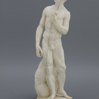 A carved ivory figure of Apollo, poss. Italy, 17/18th C.