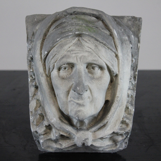 Moulage en plâtre d'une tête de femme, atelier De Wispelaere, Bruges, 1e moitié 20e
