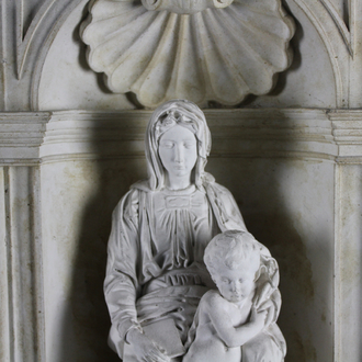  Vierge et l’Enfant de Michel-Ange, moulure en plâtre,  atelier De Wispelaere, Bruges, 1e moitié 20e
