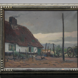 Flori Van Acker (1858-1940), A farm on the countryside around Bruges, oil on canvas, 1932