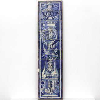 A Portuguese blue and white tile panel, 17th C.