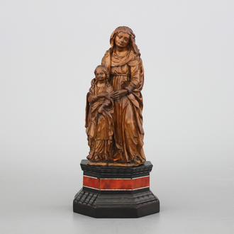 A carved boxwood figure of Saint-Anna and the Virgin, ca. 1600