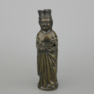 A cast bronze figure of Mary, crowned, ca. 1500