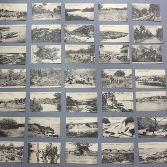A set of 72 black and white photographs on post card back, first half 20th C.