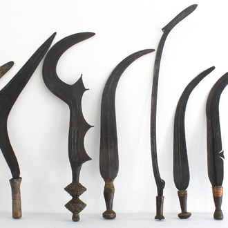 A group of 7 large African tribal weapons, various origins, 19/20th C.