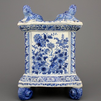 A Dutch Delft blue and white tulip vase base, Adriaen Kocx, The Greek A, 1686-1701