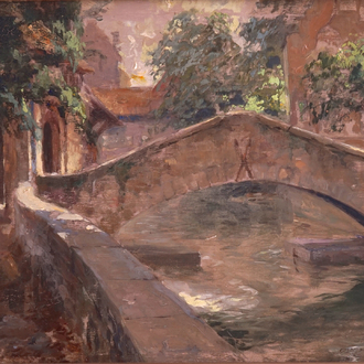 Charles van Roose (1883-1960), A view on the Bonifatius bridge, Bruges