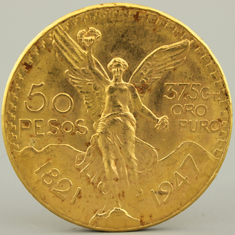 Pièce de monnaie en or, 50 Pesos Estados Unidos Mexicanos, 1821-1947