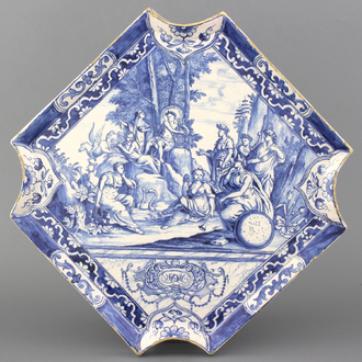 An exceptional blue and white Amsterdam Delft mythological plaque, dated 1748