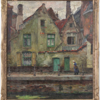 Emile Rommelaere (1873-1961), Vue du Quai des Dominicains", Bruges