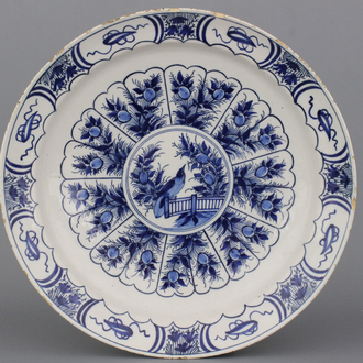 A massive Dutch Delft blue and white dish, 18th C.