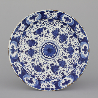 A Dutch Delft blue and white dish, 18th C.