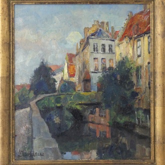 Leo Mechelaere (1880-1964), "Vue sur le Pont flamand", Bruges