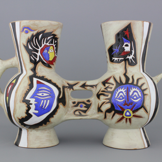 A Jean Lurçat (1892-1966) double vase, 20th C.