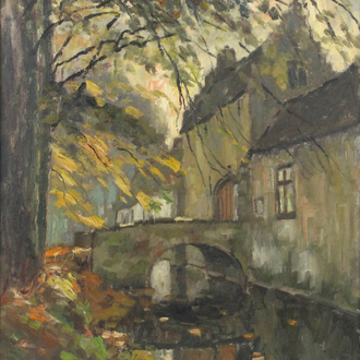 Leon van der Smissen (1900-1966), "Vue sur l'entrée du château de Rooigem", Sainte-Croix lez Bruges