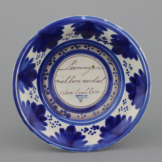 A Frisian Delft "sayings" bowl, Harlingen, 18/19th C.