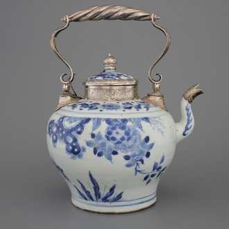 A silver-mounted Transitional teapot and cover, 17th C.