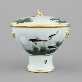 Récipient à nourriture chaude en porcelaine de Chine, style Deng Bishan, 19e-20e