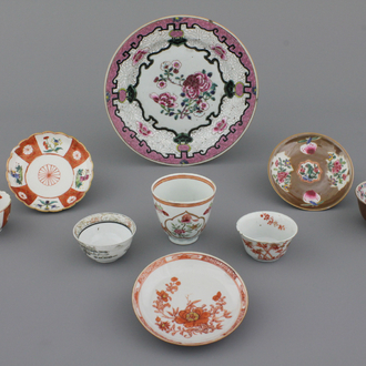 Kleine collectie van verschillende voorwerpen in Chinees exportporselein, 18e eeuw