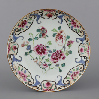 A Chinese porcelain famille rose plate, 18th C.