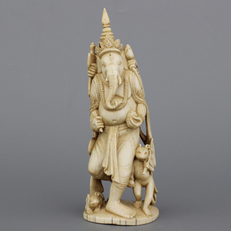A fine Chinese ivory carving of Ganesha, 19th C.