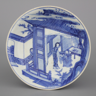 Assiette en porcelaine de Chine, bleu et blanc, marquée Kangxi et de cette période, env. 1700