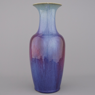 A Chinese flambe glazed vase, 19th C.