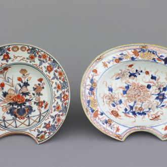 Two Chinese porcelain Imari shaving bowls, 18th C.