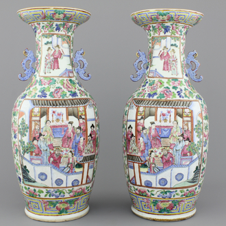 Paar Chinese vazen, famille rose, 19e eeuw