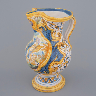 A very large Italian maiolica jug, Pesaro, 18/19th C.