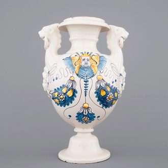 A large French faience altar vase, Nevers, 17th C.