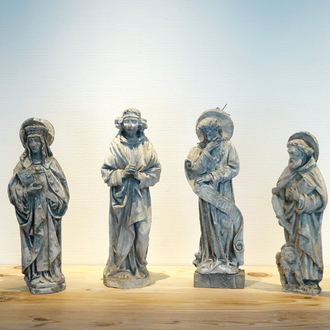 A set of six 50 cm plaster casts of religious figures, 19/20th C., Bruges