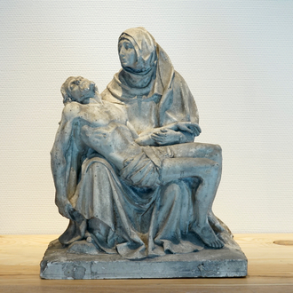 A plaster cast of a pieta, 19/20th C., Bruges