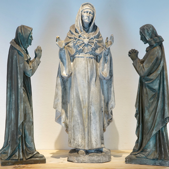A set of three plaster casts of religious figures, 19/20th C., Bruges