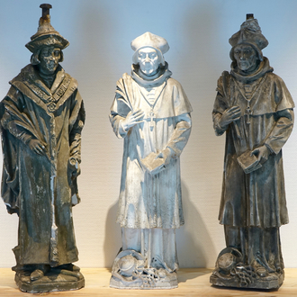 A set of three plaster casts of cardinals, 19/20th C., Bruges